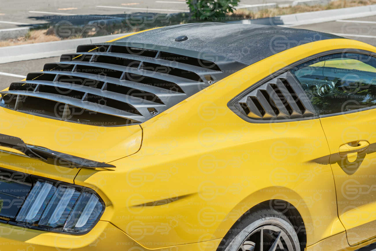 2015-2023 Ford Mustang S550 | Matte Black Side Quarter Window Louver Sun Shade Cover